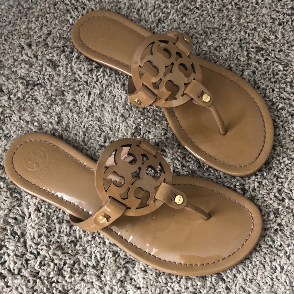 Tory Burch miller patent leather sandal sand color size 8